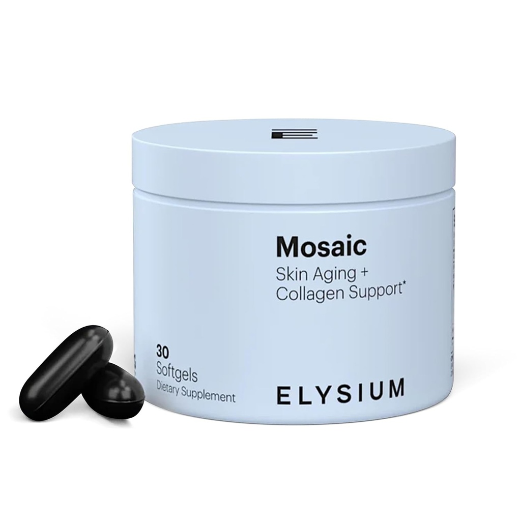 Elysium Mosaic - Hyaluronic Acid Supplement - Clinically Proven - Καταπολέμηση των λεπτών γραμμών & της γήρανσης του δέρματος - Συμπλήρωμα κολλαγόνου - 30-Day Supply (Vegan Softgels)
