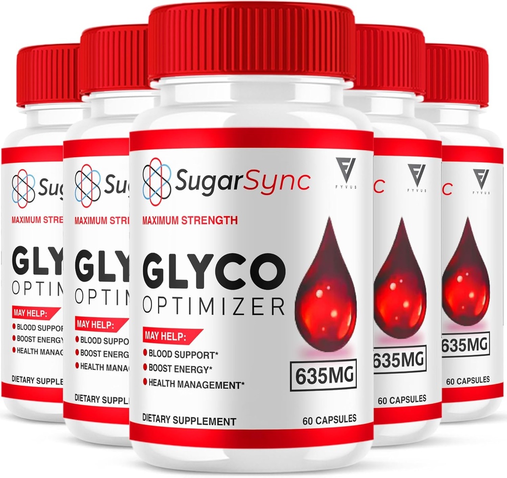 (5 Pack) Sugar Sync SugarSync Glyco Optimizer Capsules, Sugar Syn Maximum Strength Glycogen Optimizer ve Blood Support Supplement, SugarSync 635 mg Advanced General Health Formula (300 Capsules)