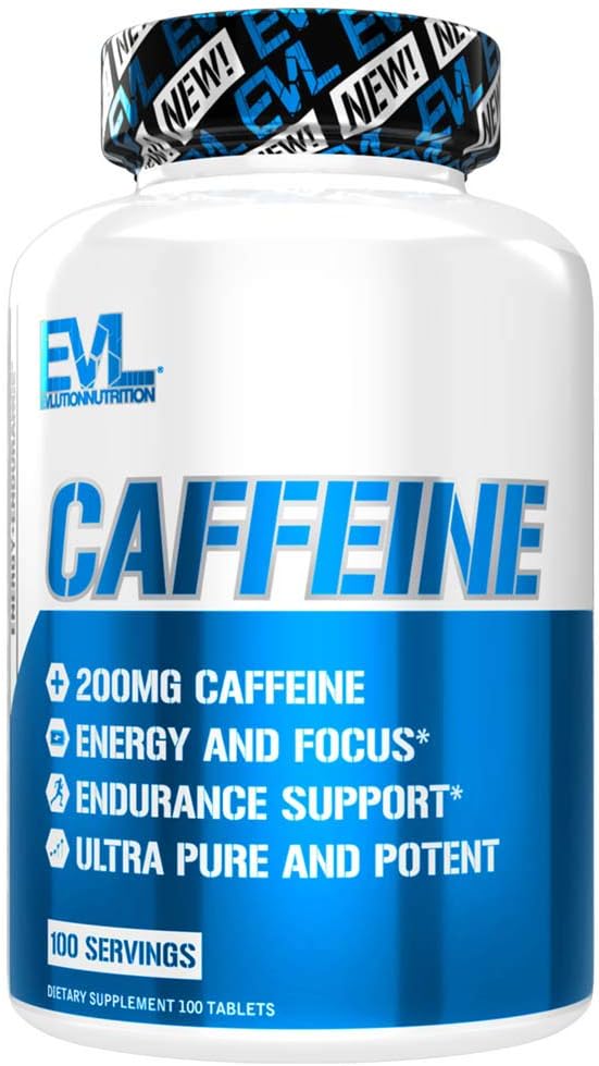 Evlution Beslenme Caffeine - Enerji, Focus, & Endurance Support - Ultra Pure & Potent - Maxising Work, Education & More - Diyetary Supplement - 100 Hizmet -100 Tabletler
