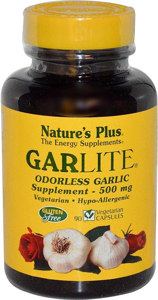 NaturesPlus Garlite Odorless Garlic - 90 Capsules - Vegetarian, Gluten Free - 90 servis
