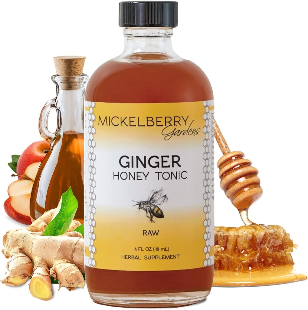 Mickelberry Bahçeleri Immune Support Ginger Honey Tonic – Organik Ginger Shots & Syrup for Immunity Boost, Digestive Health ve Wellness – 4 Oz Oz Oz
