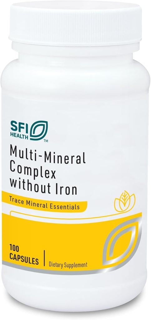 Klaire Labs SFI Health Multi-Mineral Kompleksi Demir olmadan - Broad Spectrum & Hipoallergenic Essential Trace Mineral Plastik ve Çinko, Iron-Free (100 Capsules)