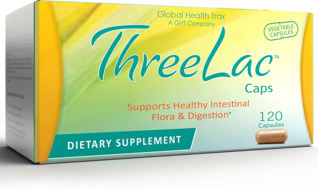 Global Health Trax GHT - ThreeLac Probiyotik Capsules, 120 Kont - Erkekler, Kadınlar ve Çocuklar için Kapsamlı Destek - Immune System and Gut Balance, Non-GMO