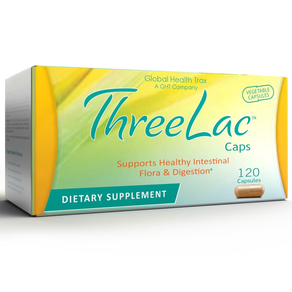 Global Health Trax GHT - ThreeLac Probiyotik Capsules, 120 Kont - Erkekler, Kadınlar ve Çocuklar için Kapsamlı Destek - Immune System and Gut Balance, Non-GMO