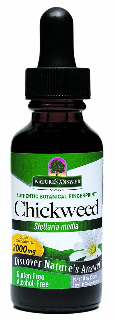 Nature's answer Alkol-Free Chickweed Stelleria Media 2000 mg 1oz Extract | Herbal Supplement | Promosyonlar Digestion | Non GMO, Kosher, Gluten Free, Vegan | Single Count