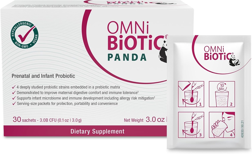 OMNi BiOTiC Panda - Προβιοτικό για τη μαμά και το μωρό - Προγεννητικό και Βρέφος Προβιοτικό – Υγεία και ανοσοποιητικό σύστημα Υποστήριξη – Vegan και Hypoallergenic - Μη ΓΤΟ (1 Pack)
