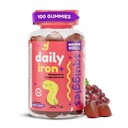 Squiggles Kids Daily Iron+ Gummies - Çocuklar için Demir, Multivitamin, Low Sugar, Vegan, Toddler Gummies, Yummy Grape Flavor (100 Count)