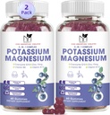 2 Συσκευασία Κάλιο Μαγνήσιο Gummies, Ζάχαρη-ελεύθερο Κάλιο Gummies με Μαγνήσιο Γλυκινικό 500mg Μασώμενα Συμπληρώματα Μαγνησίου Κάλιο με ασβέστιο, ψευδάργυρο, βιταμίνη για το πόδι Cramps & Μύες