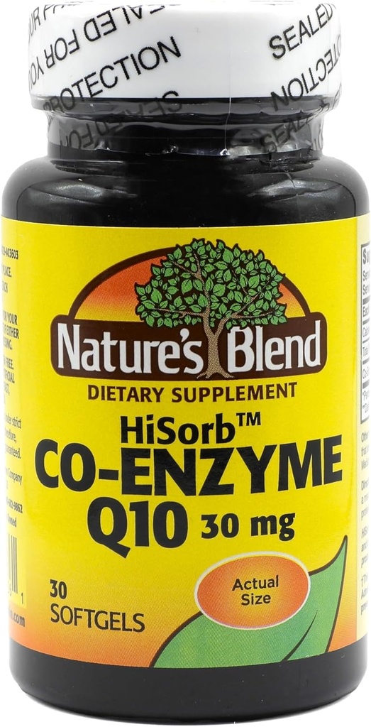 Nature's Blend HiSorb CoQ10 30 mg, 30 Softgels - Kalp Sağlığı Desteği, Kristal Free, Max Bioavailability, Klinik olarak Proven, Gluten-Free, Yapay Renkler veya Flavors, Diyet Tamamlayıcılar