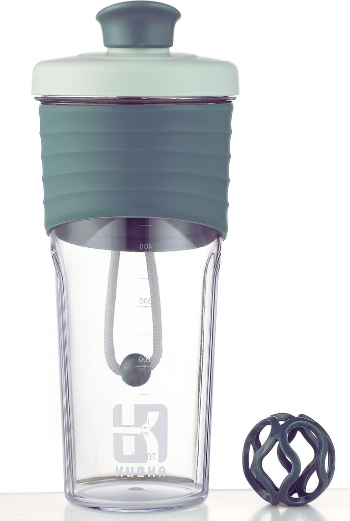 2nd Generation Shaker Şişe for Protein with Mix Ball - Workouts and Outdoor Use, 24Ounces Whey Protein Shaker with Clear ölçüm (Black Green)