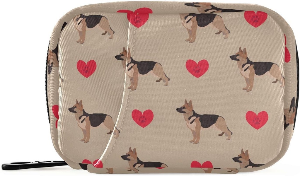 Pill Box Alman Shepherd Dog Heart 7 Day Pill Case Travel Pill Organizer Bag with diamond Weekly Vitamin Medicine Supplement Holder Pouch Bag