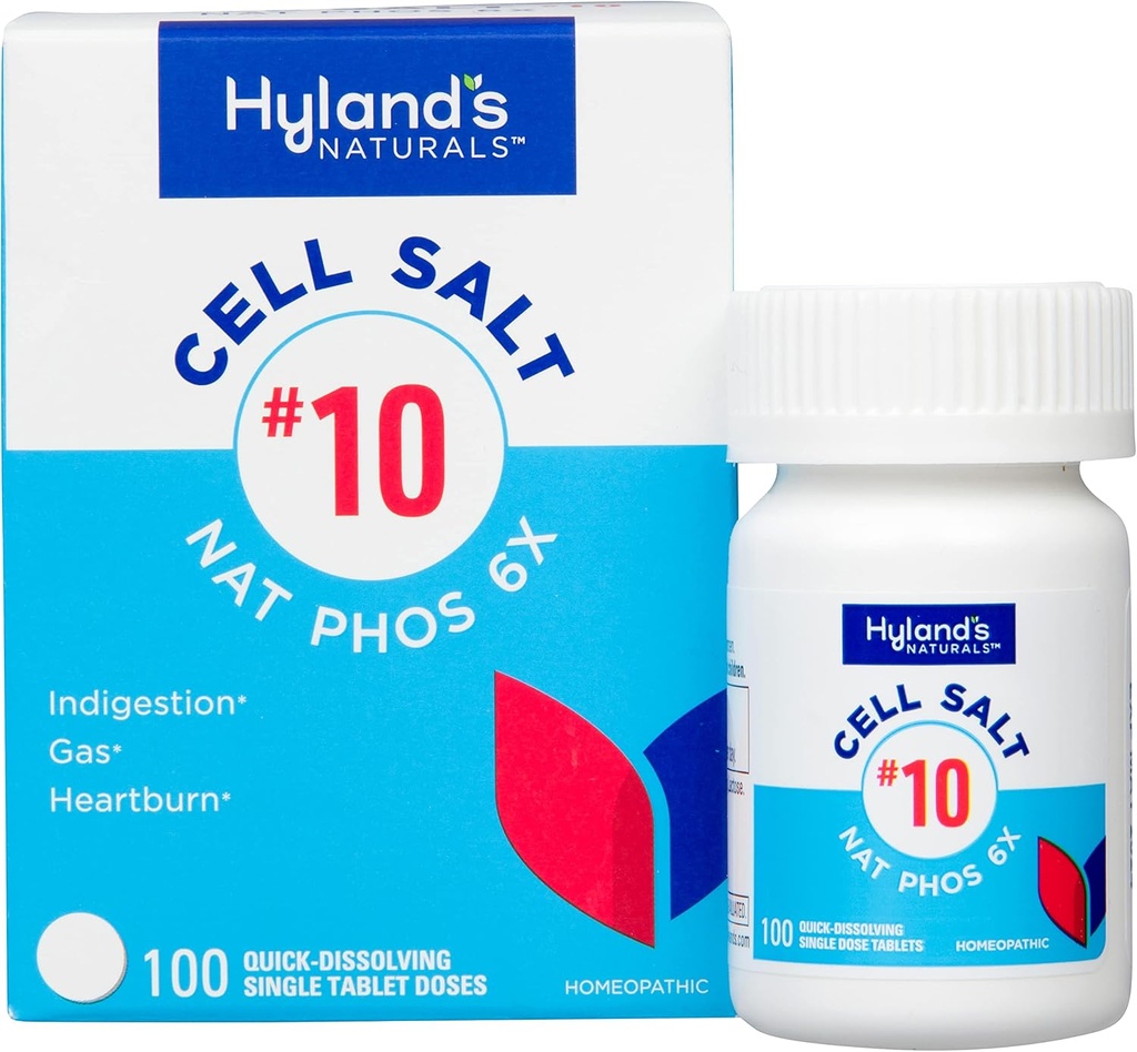 Hyland'ın No.10 Hücre Salt NAT Phos 6X Tabletleri, Kalpburnu Doğal Yardımı, Gaz ve Indigestion, Quick Discrypt Tabletleri, 100 Sayı Kont