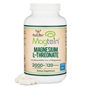 Magnezyum L Threonate, Magtein, Uyku ve Bilişsel Destek - Yüksek Absorpsiyon - Çoğu Bio kullanılabilir Magnezyum Formu - 2.000 mg - 120 Capsules