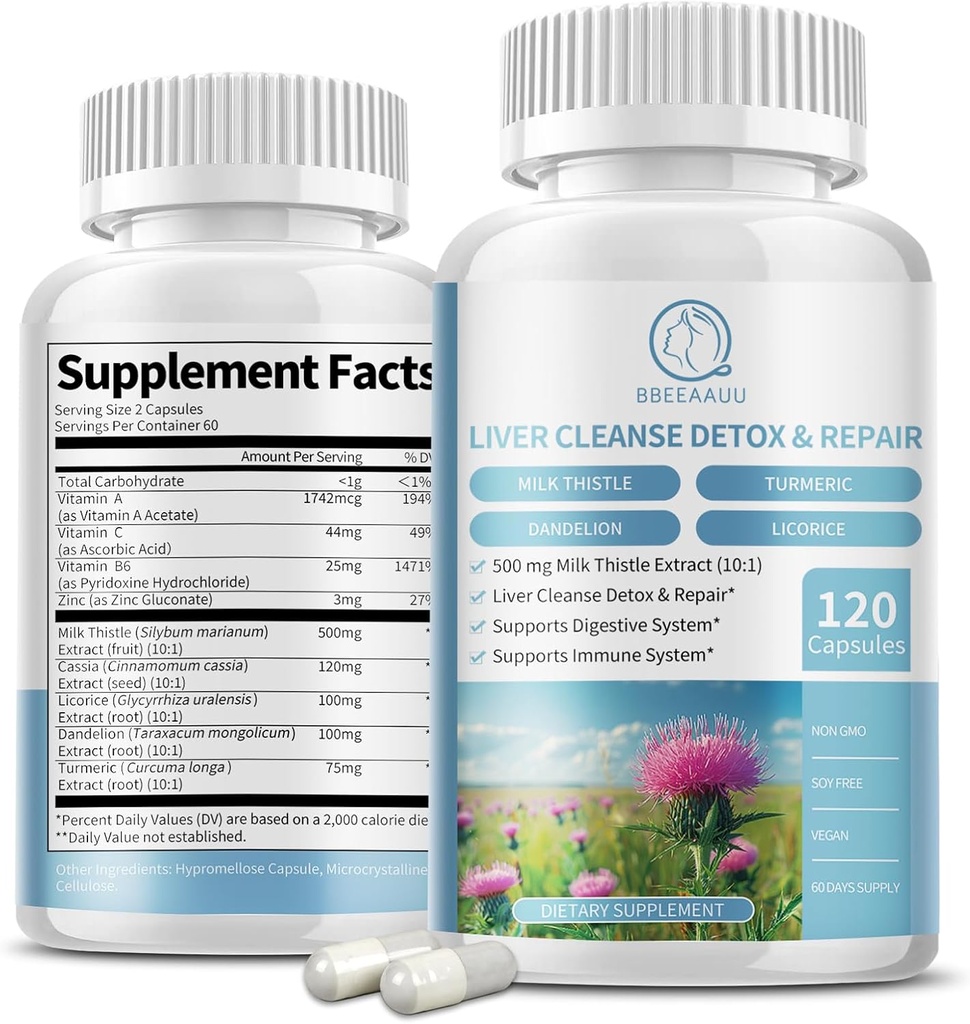 Süt Butle Supplement Capsules, Liver Health Formula, Dandelion Root, 10:1 Extract, Liver Detox Cleanse Support, Digestive & Immune System, 120 Veggie Caps
