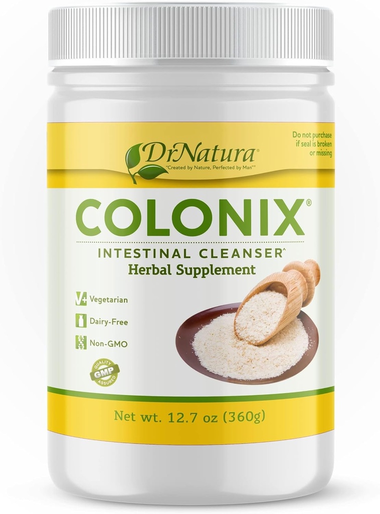 Dr.Natura Colonix Intestinal Cleanser, All-Doal Daily Fiber, Kolon Detox ve Cleanse, Sağlıklı Koloni, Intestines, Gut, 30 Day Service, 12.7 Oz.
