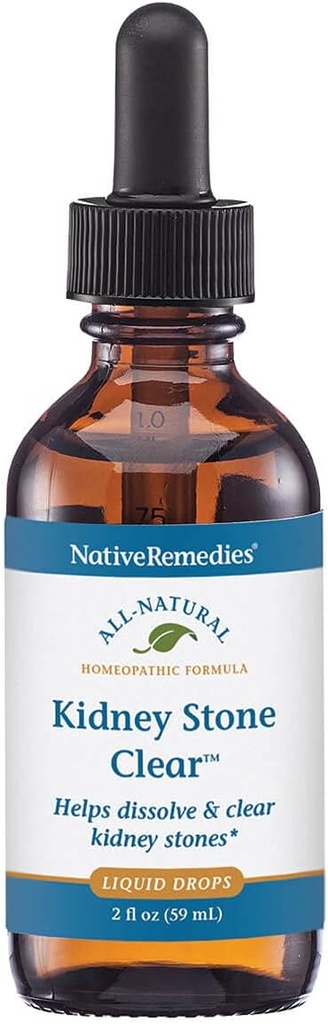 Native Remedies Kidney Stone Clear - Φυσικό Ομοιοπαθητική Φόρμουλα Προσωρινά Βοηθά Διάλυση και Καθαρή Λίθους Νεφρού - Ανακουφίζει Πόνο, Ναυτία και Έμετος - 59 mL