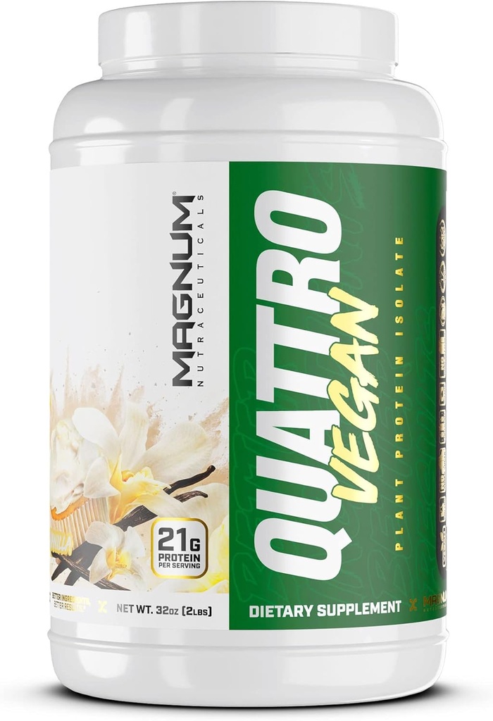 Magnum Nutraceuticals Quattro Vegan protein Toz, Vanilla 2lb – Micro Büyüme ve Recovery için Premium Plant bazlı Protein Toz Isolate