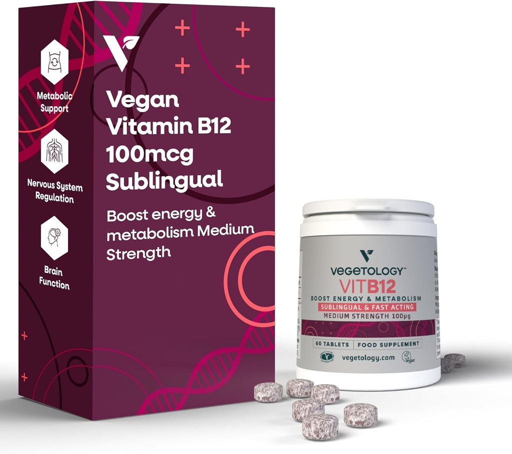Vegan B12 Sublingual Supplement – for Metabolism & Energy, Vitamins & Health Supplements – (60 Tablet)