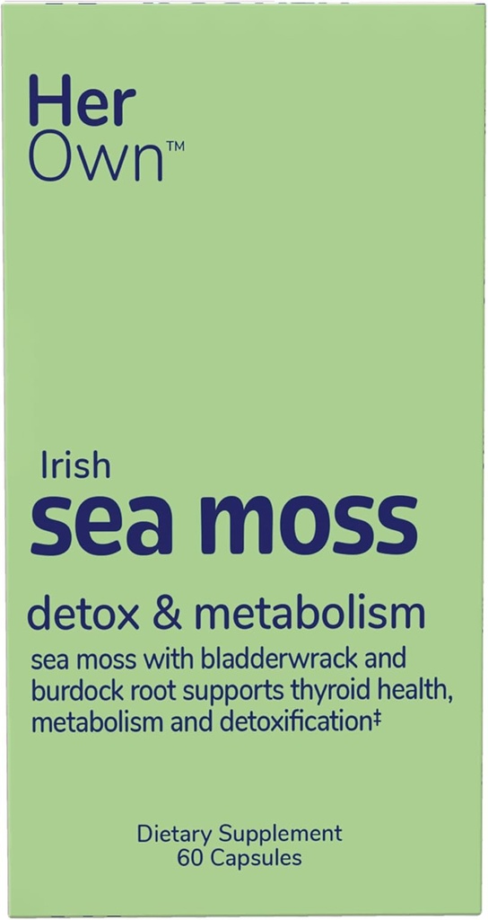 Her Own Irish Sea Moss Capsules, Burdock Root, Bladderwrack, Detox, Metabolism, Immune Support, Skin Health, Natural Joint Support, Nutrient Rich Superfood High in Minerals, 60 Count