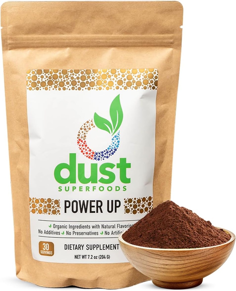 Power UP Superfood Tozu B Vitamins, Organik Arıtroot, Cacao, Acai, Matcha, Maca Root ve Guarana