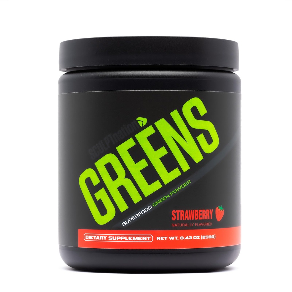 Sculpt Nation by Voloed Greens Strawberry - Premium Greens Toz & Superfood Mix with Collagen to Support Skin, Digestion, and Energy - 30-Day Supply