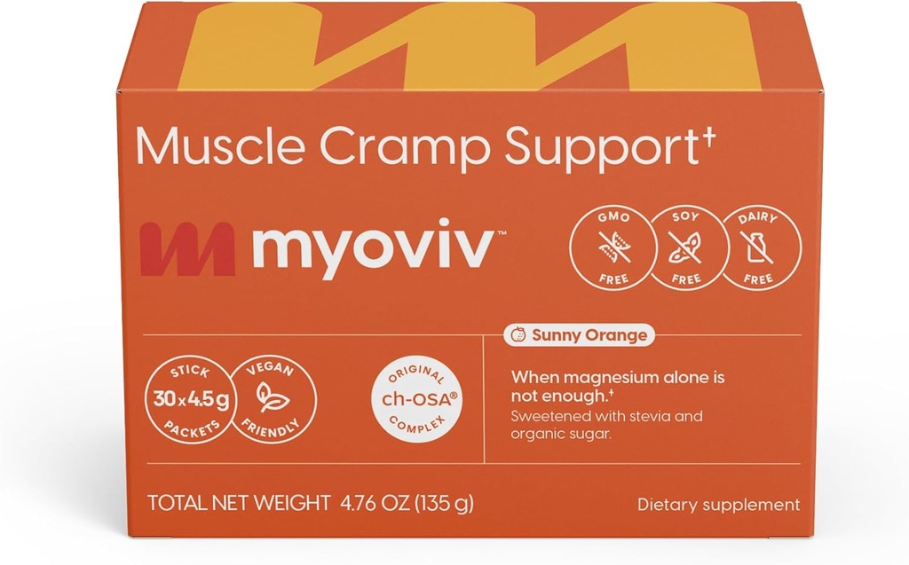 Powerful Muscle Cramp Relief - 30 Packets, Sunny Orange Flavor - Muscle Cramp Support - Pregnancy & Lactation Safe
