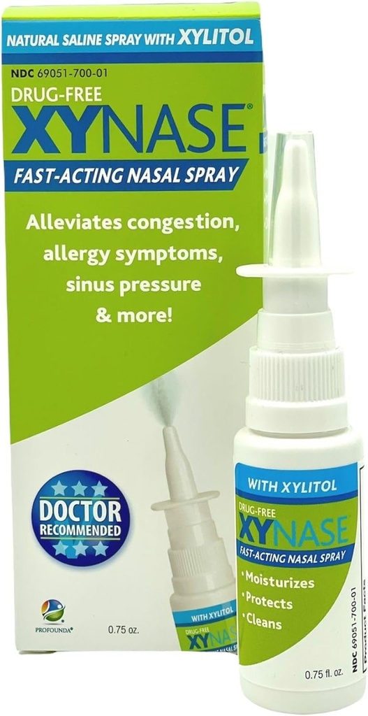 Xynase® Natural Saline Nasal Mix ile Xylitol (0.75 fl oz) - Congestion, Allergies ve Sinus Baskısı, Tüm Çağlar için Güvenli,