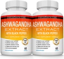 Organik Ashwagandha Kök Toz Pills 1950 Mg with Black Pepper Extract - Pure Natural Ashwagandha Supplement, Support Energy, for Men Women, 60 Capsules