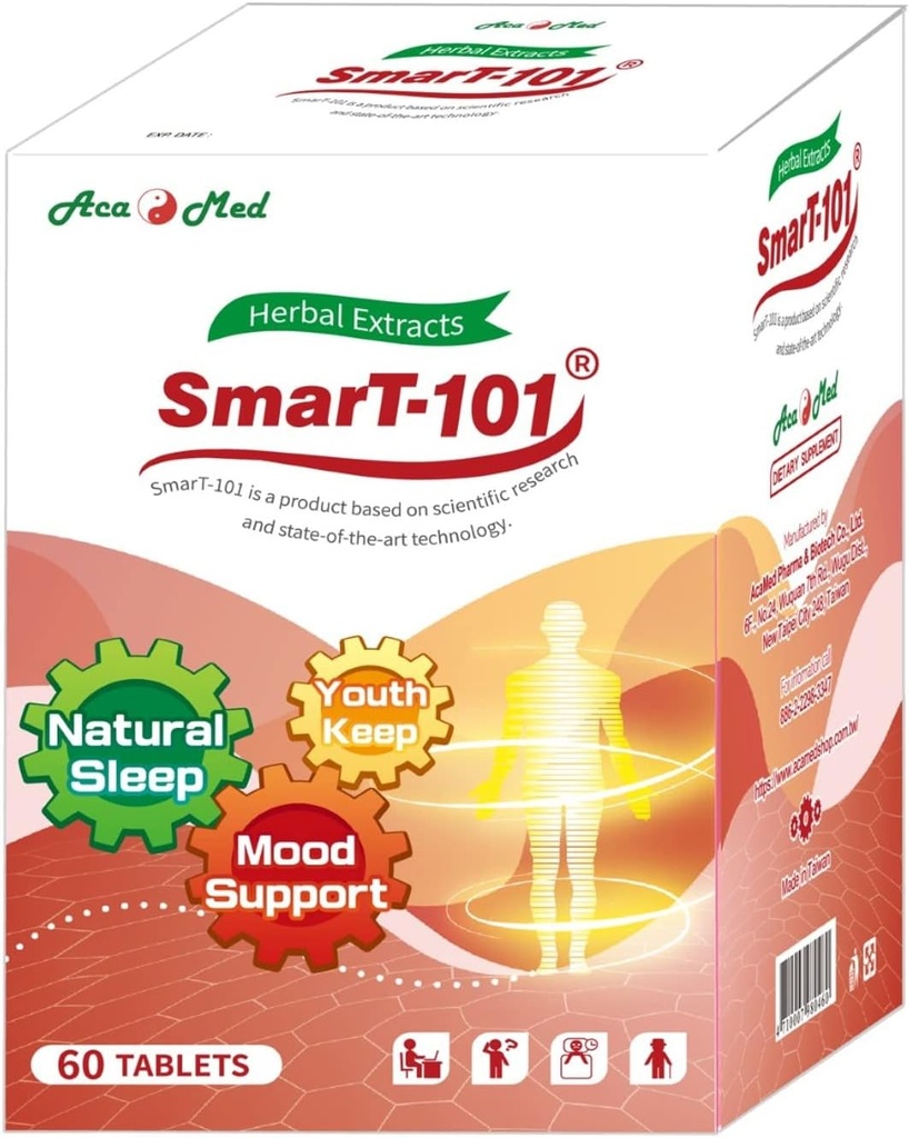 SmarT-101, Πολύ συνιστάται για εγκεφαλική ομίχλη, βελτίωση μνήμης, βελτίωση της ποιότητας του ύπνου, συμπλήρωμα βοτάνων, Vegan, 60 δισκία.