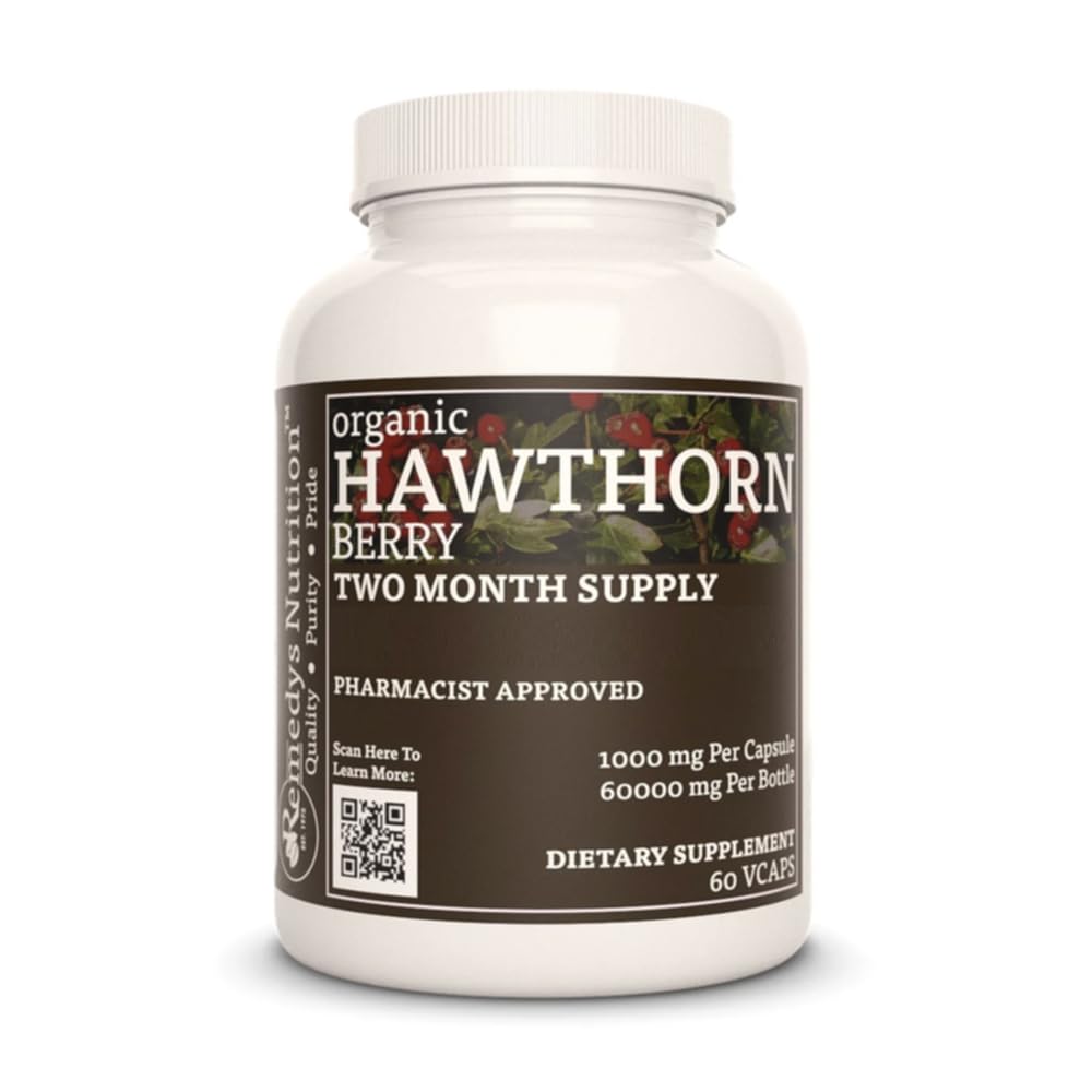Remedy'nin beslenme Hawthorn | 1.000 mg, 60 Vegan Capsules Herbal Diyetsel Supplement | Two Moon Supply