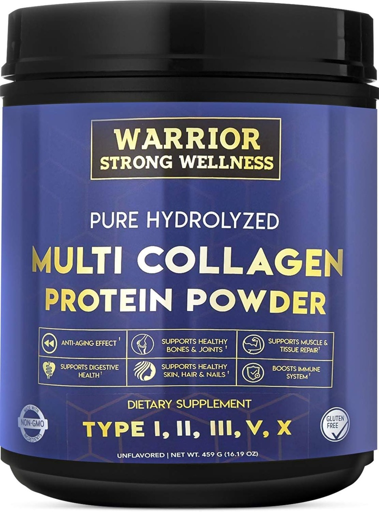 Pure Hydrolyzed Multi Collagen protein Toz, Collagen Toz, Boost Energy, Aging Skin Elasticity, Hair & Nails Büyüme Desteği, Ortak Sağlık (Unflavored)