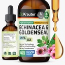 BIO KRAUTER Echinacea και Goldenseal Root Liquid Extract - Φυσική Ανοσολογική Υποστήριξη - Echinacea Drops with Goldenseal - Vegan, Αλκοόλ & Ζάχαρη Free Tincture - 2 Fl.Oz.