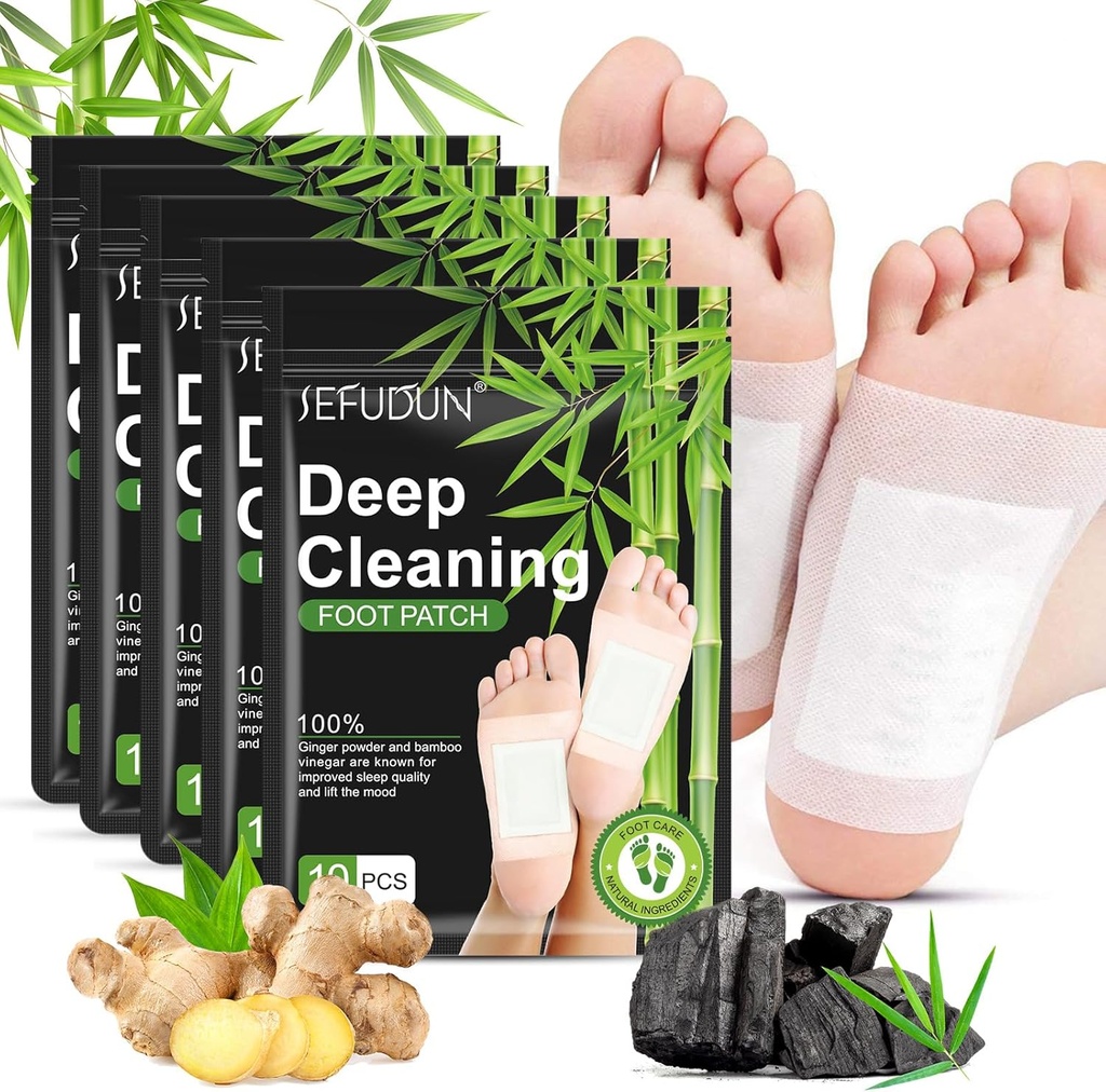 Tudiqe 50PCS Πάντες ποδιών, καθαρό φυσικό μπαμπού ξύδι πιπερόριζα Powder Pad για τη φροντίδα των ποδιών, Ginger Foot Pads για τον καλύτερο ύπνο, βαθύ καθαρισμό πατημασιά ποδιών