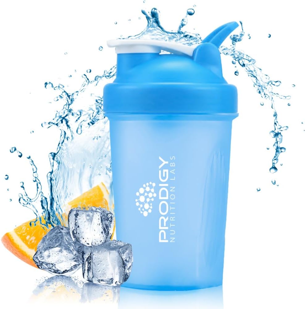 Prodigy Nutrition Labs Premium Shaker Şişe Protein Shakes ve Pre Workout -14 Ounce (Mavi)