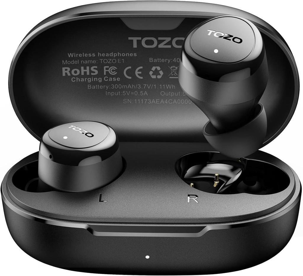 TOZO Kablosuz Earbuds Mic Clear Calls Ergonomi Işık Kilo Bluetooth 5.3 Kulakları Su ısıtıcısı Premium Stereo Sound Ear Buds 30H Playtime with 32 EQs via APP