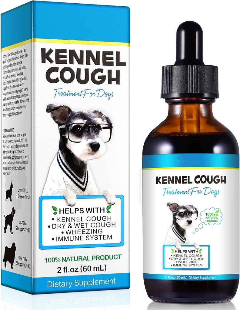 Kennel Cough Treatment for Dogs, Kennel Cough Herbal Drops - 2,02 Fl.oz / 60 ml