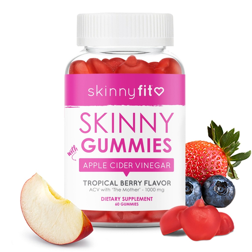 SkinnyFit Skinny Gummies Apple Cider Vinegar Gummies w/ The Mother, Sağlıklı Kilo, Immune Support, Vitamin B9, B12, Beetroot, Pomegranate, Vegan-Friendly, 60 Count