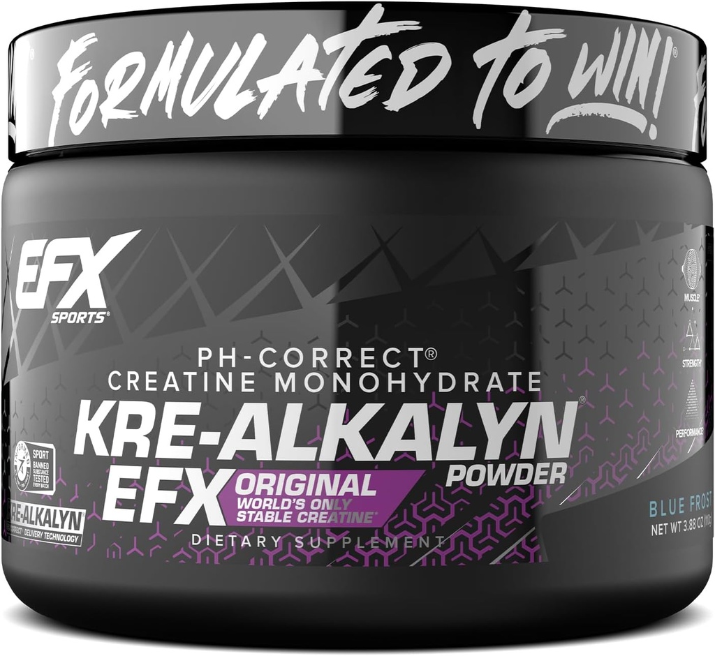 EFX Sports Kre-Alkalyn EFX Toz | pH Doğru Kreatine Monohidrat Toz Supplement | Güçlü, Kas Büyüme ve Performans | 55 Hizmet (Mavi Frost)