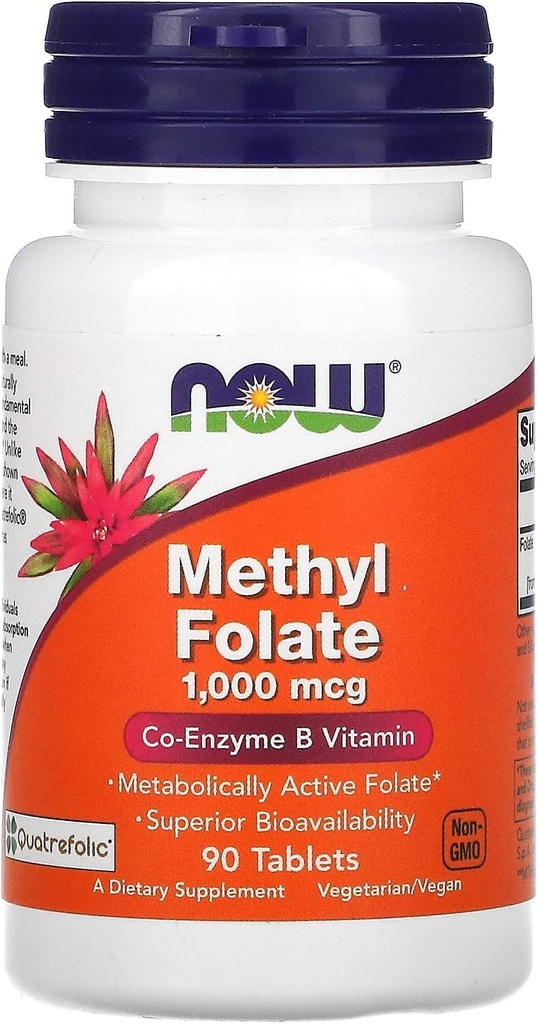 Τώρα τρόφιμα, φολικό μεθύλιο, 1.000 mcg, 90 δισκία