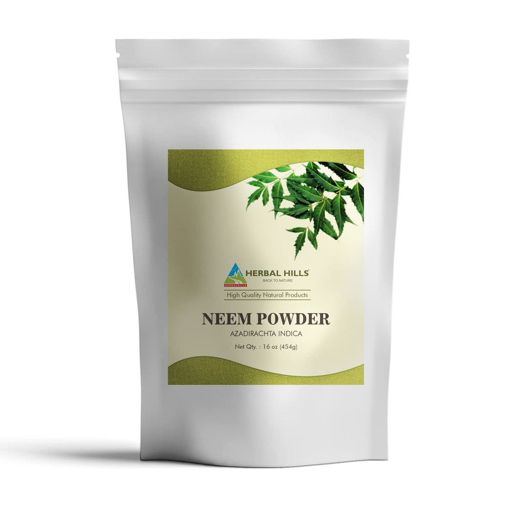HERBAL HILLS Neem Powder Azadirachta Indica Pure Neem Leaf/Leaves Σκόνη 16 Oz
