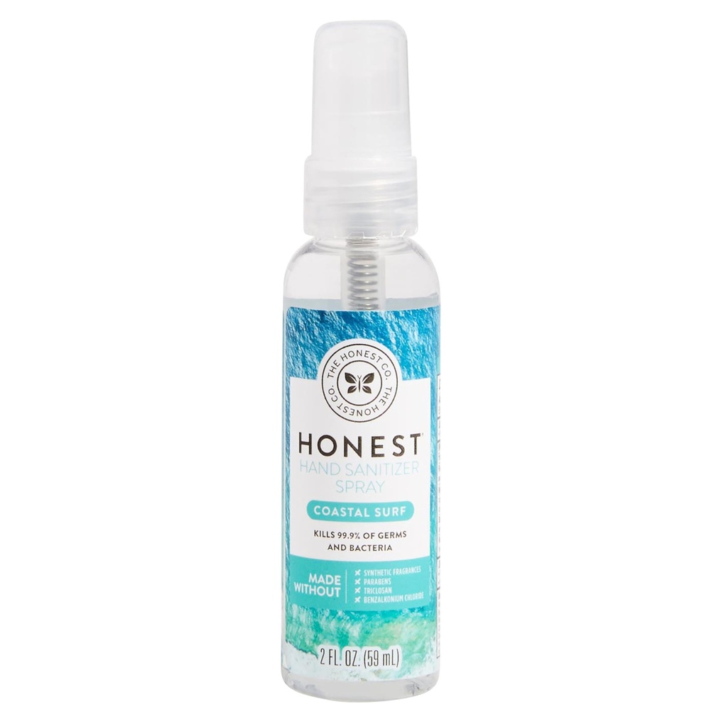 The Hony Company Plant-Based Hand Sanitizer Spray Σκοτώνει το 99,9% των Germs Hypoallergenic Γρήγορης στεγνώματος και Ενυδατική Παράκτια Surf 2 fl oz