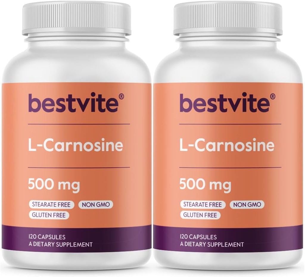 BESTVITE L-Καρνοσίνη 500mg (240 κάψουλες) (120x2) Χωρίς πληρωτικά - Χωρίς Stearate - Μη ΓΤΟ - Χωρίς γλουτένη