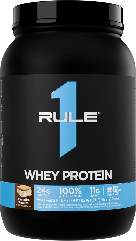 Kural 1 Whey proteini - All-Whey Kaynaklarından alınan 24g Fast-Acting proteinleri Doğal Occurring EAAs & BCAAs for Workout Recovery or Anytime Use (2 Pounds*, Camp S'Mores)