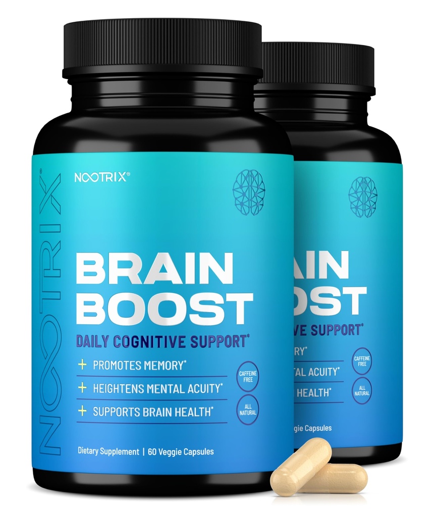 Nootrix Brain Boost Nootropic Supplement | Supports Memory, mental Focus, Cognitive Health & Energy | Sağlıklı Mood & Brain Function | Ginkgo Biloba & DMAE | 120 Capsules