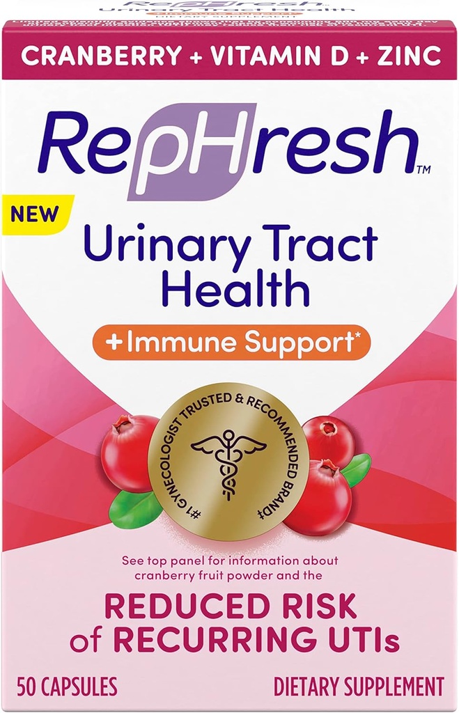 Rephresh Cranberry Urinary Tract Health Plus Immune Supplement, D + Çinko - 50 Kont