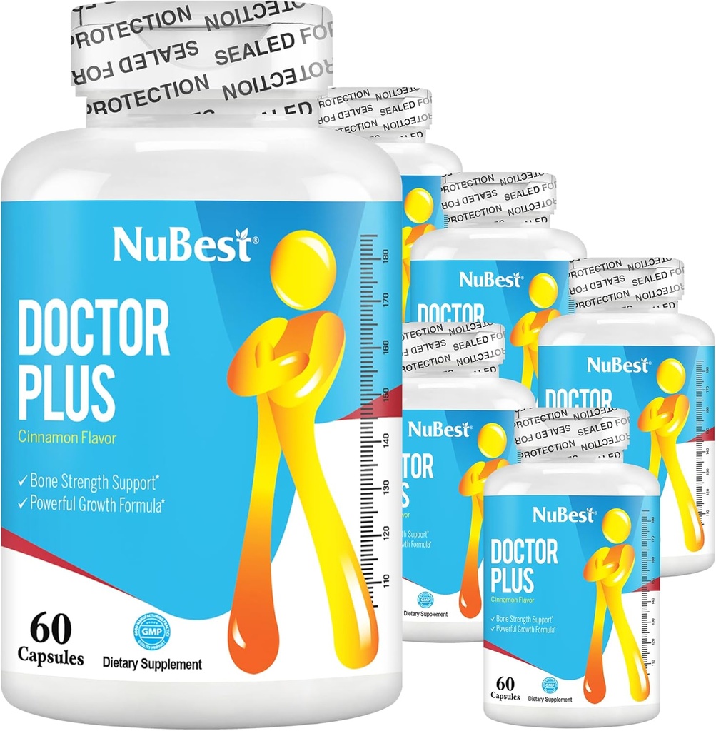 Doctor Plus - Ύψος αυξητική φόρμουλα - Υποστηρίζει την ανάπτυξη του ύψους, Χάπια ανάπτυξης ύψους με ασβέστιο, βιταμίνες D3, βιταμίνη K2 (MK7) - Ασυλία και συνολική υγεία για τα παιδιά (10+) και εφήβους - 6 Pack