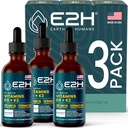 E2H EARTH TO HUMANS Vitamin D3 & K2 Supplement for Immune Support - Sıvı Vitamin D3 5000 IU - ABD'de Made in the USA | Non-GMO, Vegan - (3 Şişe)