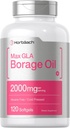 Horbäach Borage Oil Capsules 2000 mg | 120 Softgels | GLA | Cold Pressed Seed Oil Supplement