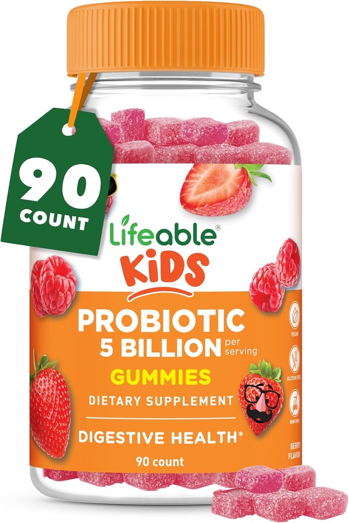 Çocuklar için Yaşamlanabilir Probiyotikler Gummies | 50 mg (5 Milyar) | Great Tasting Kids Probiyotiks Gummies | Gut Health and Immune Support | Kids Probiyotik Gummies for Boys and Girls | 90 Gummies