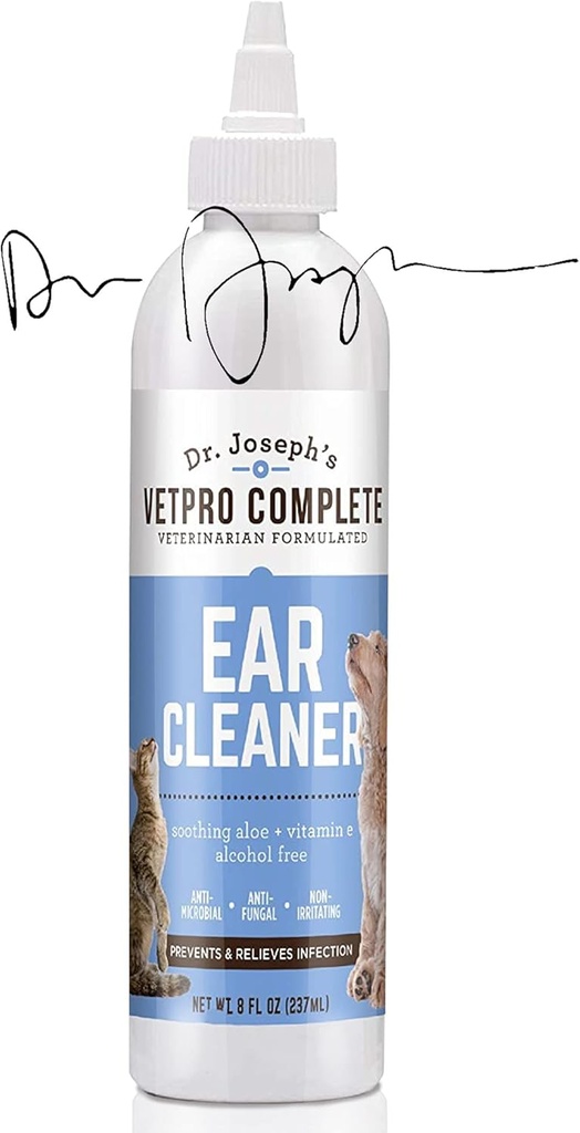 VetPro Complete Dr. Joseph's Dog Ear Clean, 8 Ounces, Gentle Dog and Cat Ear Rinse Çözüm Aloe Vera ve Vitamin E, Dog Ear Drops to Redor, Easy Applicator